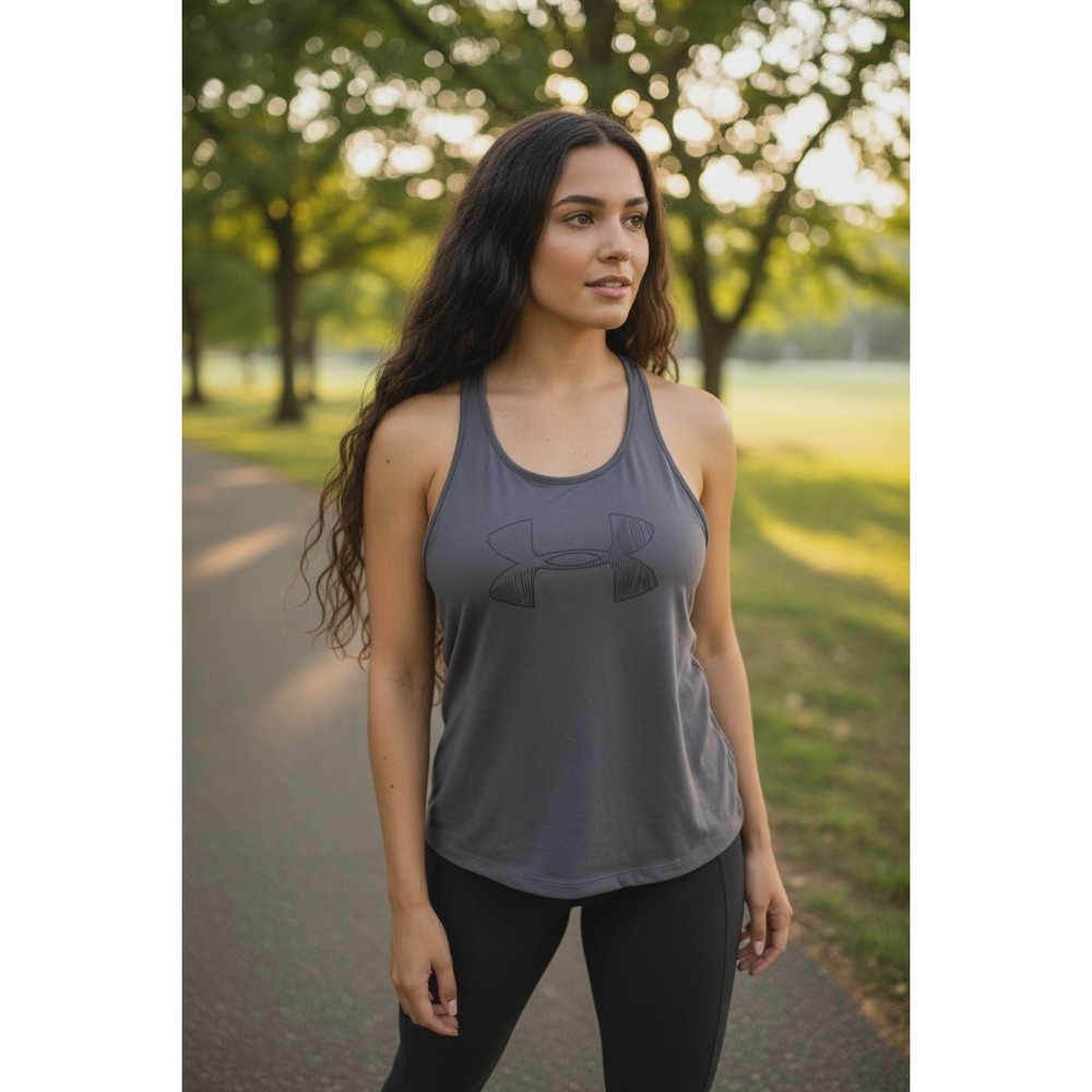 Under Armour Women's Loose Fit HeatGear‎ Racerback Tank Top Cross Back SM Purple